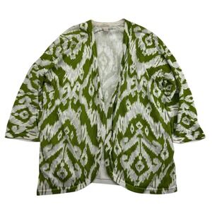 Chico's Damask Knit Open Front Cardigan Sweater 3/4 Sleeve Cotton Poly Sz XL (3)